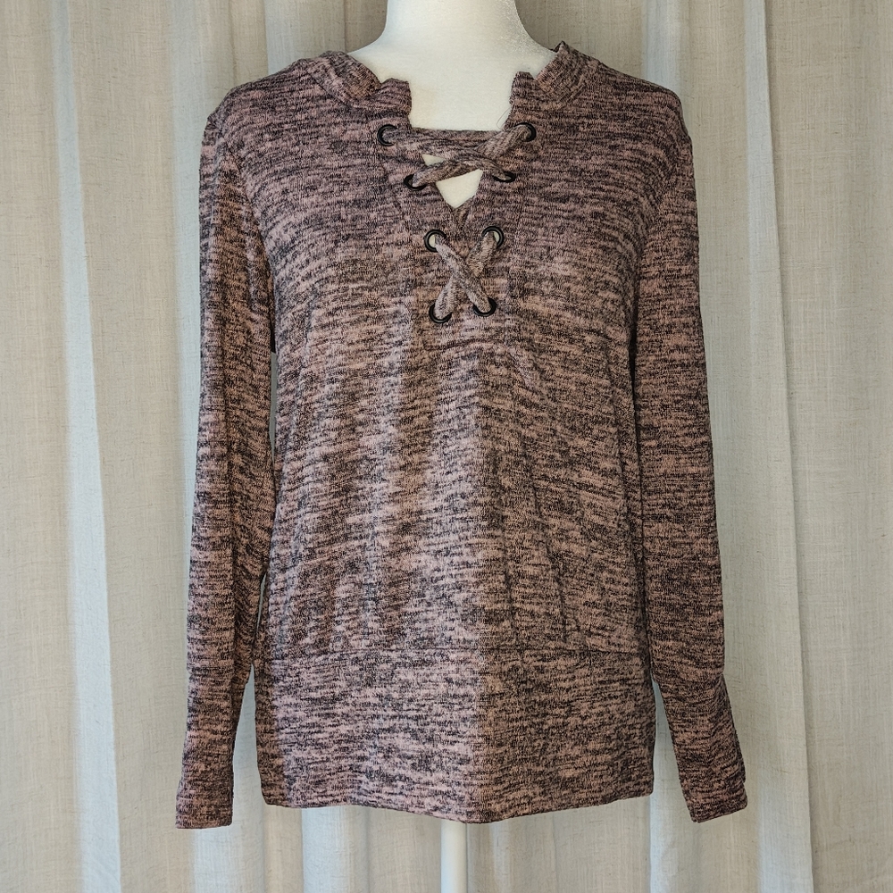 PerSeption Concept Lace-Up Marled Top